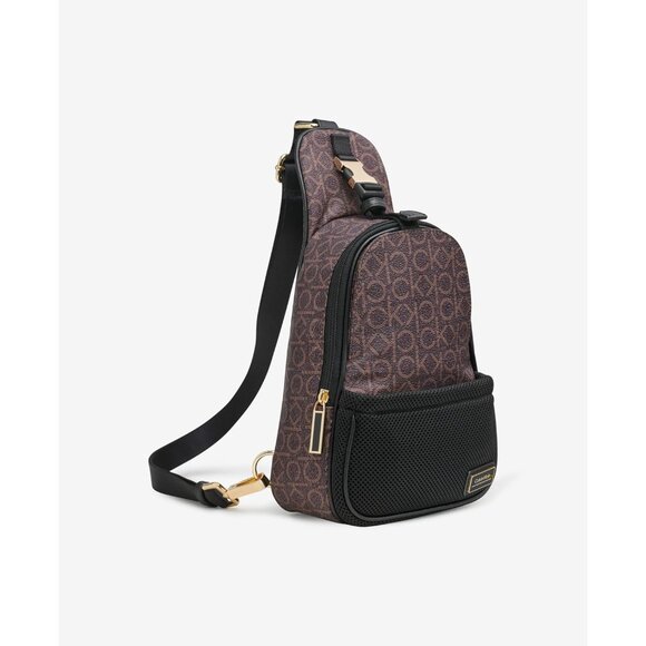 Jessie Organizational Nylon Sling Backpack Brown Khaki Black Adjustable Utility - Picture 7 of 8